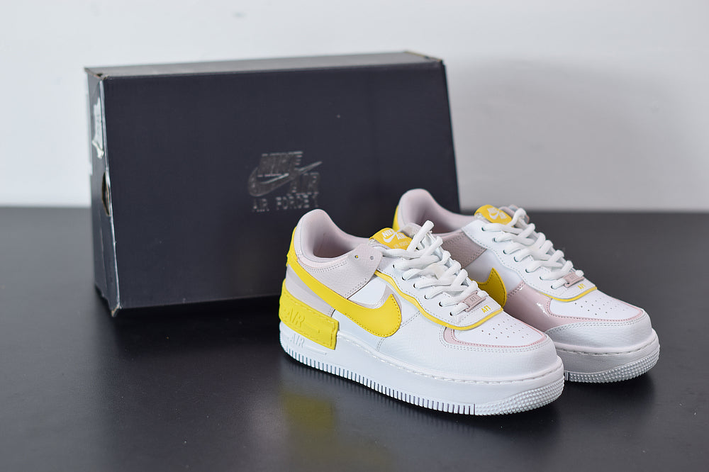 Nike Air Force 1 Shadow White Barely Rose Speed Yellow