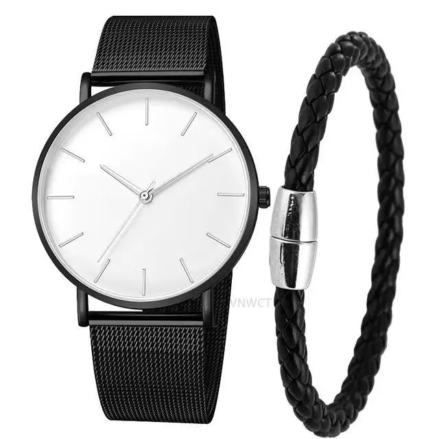 RUNERR Relógio Masculino Original Minimalista Quartzo Impermeável Aço Inoxidável 40mm